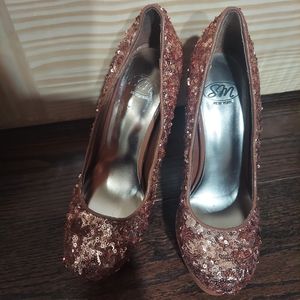 Sm new york pink sequin stilettos size 6